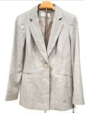 Calvin Klein Single Breasted Blazer Gray Houndstooth Jacket Tailored Office NWT